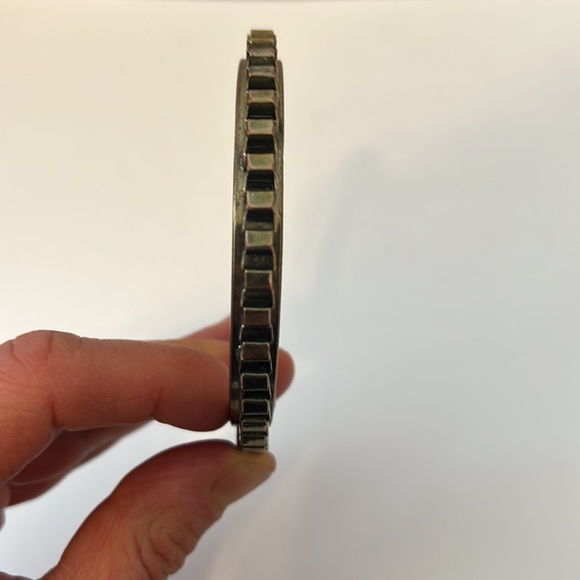 Vintage Gold and Silver Bangle Bracelet with Interlink Chain Attached - Picture 4 of 8